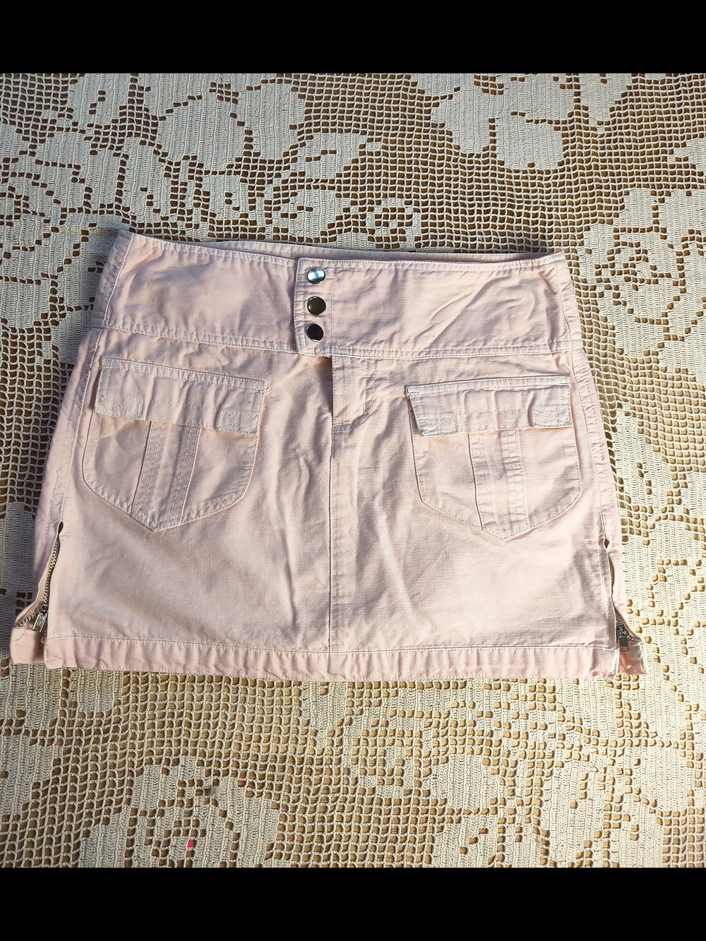 Vintage Y2K forever 21 pastel peach cargo low rise mini skirt